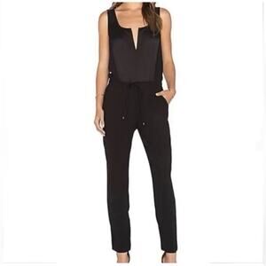 Trina Turk Black Jumpsuit Zipper Front Sporty Classic Tank Preppy Minimalist